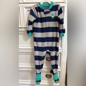 Carter's Navy and Gray Striped Footie with Teal Accents